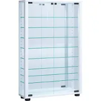 Hioshop VitrosaMini vitrinekast wandmontage met spiegel 2 glazen deuren wit.