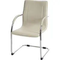 Mendler Samara eetkamerstoel, vrijdragende keukenstoel, fauteuil, staal ~ crème
