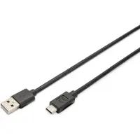 Digitus AK-300148-030-S USB-kabel USB 2.0 USB-C stekker, USB-A stekker 3.00 m Zwart Afgeschermd (dubbel), Stekker past op beide manieren
