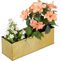 Relaxdays plantenbak - blloembak - bloempot - plantenpot - rechthoek - ijzer - voor binnen - geel