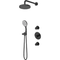 Hotbath Buddy IBS12 inbouw regendouche 20cm met 3 standen handdouche, glijstang en plafondbuis 15cm geborsteld zwart PVD