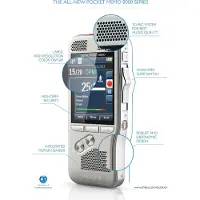 Philips PocketMemo Dicteerapparaat DPM8100 | Integrator set, Docking station, Bewegingssensor, Ergonomische schuifschakelaar (US)