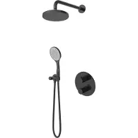 Hotbath Buddy IBS12A inbouw regendouche 25cm met 3 standen handdouche en glijstang geborsteld zwart PVD