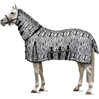 HORZE Defender vliegendeken met buikflap, zebra,