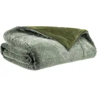 Vivaraise Deken Kinta in olijfkleurig polyester - 130 x 160 cm
