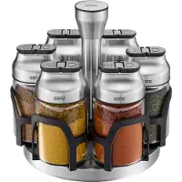 GEFU KIPPO Kruidenrek met 6 Kruidenstrooiers – Draaibaar Kruiden Carrousel – RVS & Borosilicaatglas