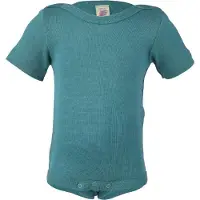 Engel - Baby-Body Kurzarm mit Druckknöpfen an den Schulter - Merino-ondergoed 62/68, turkoois