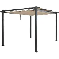Mendler Aluminium pergola -N93, tuinpaviljoen tuin, stabiel 8cm frame schuifdak UV50+ 3x4m ~ crème-beige