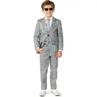 Oppo Merchandise Group B.V. kostuum Discoballer met all over print zilver/zwart male | Maat: 110/116
