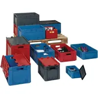 LA-KA-PE Transportstapelbak | L600xB400xH320mm | grijs PP zware belasting greepopening | zijwanden gesloten | 1 stuk - VTK 600/320-0 GRAU VTK 600/320-0 GRAU