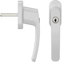 Axa Veiligheids raamsluiting - Oval Roma - Draai-kiep raamkruk - met Cilinder SKG2 - 4 standen - 45° - 40 mm - Afsluitbaar - Wit
