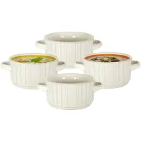 Home Deco Factory Soepkommen Florence - creme wit - 6x stuks - 14 x 7 cm - keramiek - soepkommetjes