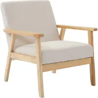 Sweeek Fauteuil van hout met corduroy zitting Crème