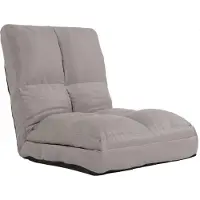 Mendler Vloer fauteuil -N45, slaap fauteuil opvouwbare fauteuil functionele fauteuil, slaapfunctie opvouwbaar stalen frame fluweel ~ lichtgrijs