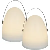 Home Deco Factory portable buitenlamp - 2x - wit- draadloos - H30 cm - binnen/buiten - op batterijen - met greep