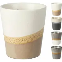 Excellent houseware Siaki Koffiemok - 4x - Steen - glans afwerking - 200ml - H8 x D7,5 cm
