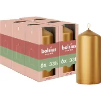 Bolsius - Gladde Stompkaars - 6 stuks - Metallic Goud - 12 cm - 33 Branduren