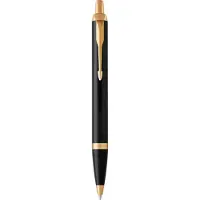 Parker IM balpen | Zwarte lak met goud detail | Medium punt met blauwe inkt | Geschenkdoos