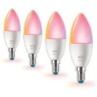 Wiz Voordeelverpakking - E14 - met 4 kaarslampen - Mat - 40W - 400lm - Wit en Gekleurd Licht - Slimme LED Verlichting - Werkt met Apple HomeKit, Alexa en Google Home - Tunable White and Color
