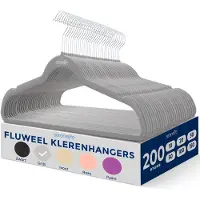 SereneLife Kleerhangers, Fluwelen Hangers, Antislip Zware Duurzame Kledinghangers Set-200Stuks, Duurzaam met 360° Draaihaak