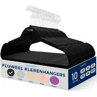 SereneLife Kleerhangers, Fluwelen Hangers, Antislip Zware Duurzame Kledinghangers Set-10Stuks, Duurzaam met 360° Draaihaak