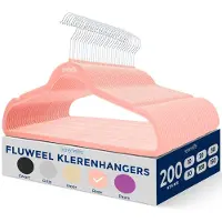 SereneLife Fluwelen hangers, 200 stuks, antislip zware hanger-set met 360° draaibare haak, gladde fluwelen afwerking om stof te beschermen, lichtgewicht, ultradun ontwerp voor jassen en andere kleding