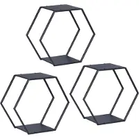 En.casa Wandrek Tand 3-delig wandplankenset zwart 32x37x19 cm []