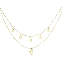 Yehwang Skylar & Jade | Hearts of gold – Gouden Layered Bedel Ketting Dames – Stainless Steel – Hartjes – Waterproof – 2 Lagen – Verkleurt Niet