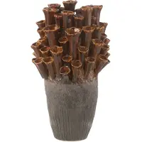 J-Line vaas Anemone - porselein - bruin/grijs - large - 46.5 cm hoog