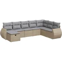 vidaXL 8-delige Loungeset met kussens poly rattan beige