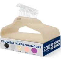 SereneLife Kleerhangers –Fluwelen Hangers-Antislip Zware Duurzame Kledinghangers Set-200Stuks-Duurzaam met 360° Draaihaak