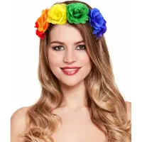 Henbrandt Regenboog kleuren diadeem - 5x - bloemen hoofdband - PRIDE - dames