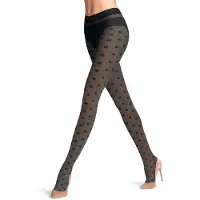 Falke Snow Dot gedessineerd materiaal transparent 25 DEN panty dames zwart - maat M