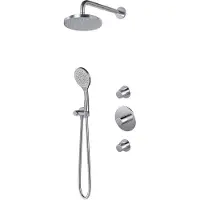 Hotbath Buddy IBS12 inbouw regendoucheset met 3-standen handdouche aan glijstang en 30cm hoofddouche aan wandarm chroom