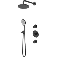 Hotbath Buddy IBS12 inbouw regendoucheset met ronde handdouche aan glijstang en 30cm hoofddouche aan 15cm plafondarm geborsteld zwart PVD