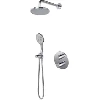 Hotbath Buddy IBS12A inbouw regendoucheset met 3-standen handdouche aan glijstang en 20cm hoofddouche aan wandarm chroom