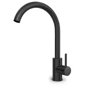 Hotbath Buddy B104 Wastafelkraan Met Draaibare Uitloop - Geborsteld Zwart PVD - Zonder Waste - Messing - Kranen, Wastafelkranen, Opbouw Wastafelkranen