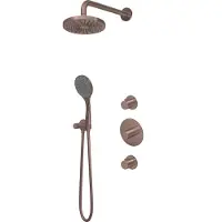 Hotbath Buddy IBS12 Inbouw Doucheset - 3-standen Handdouche - 20cm Hoofddouche - Wandarm - Glijstang - Geborsteld Koper PVD - Messing - Kranen, - Kranen, Douchekranen, Douchesets, Inbouw douchesets