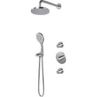 Hotbath Buddy IBS12 Inbouw Doucheset - 3-standen Handdouche - 25cm Hoofddouche - 15cm Plafondbuis - Glijstang - Chroom - Messing - Kranen, - Kranen, Douchekranen, Douchesets, Inbouw douchesets