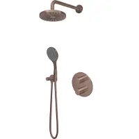 Hotbath Buddy IBS12A Inbouw Doucheset - Ronde Handdouche - 30cm Hoofddouche - Wandarm Glijstang - Geborsteld Koper PVD - Messing - Kranen, - Kranen, Douchekranen, Douchesets, Inbouw douchesets