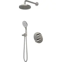 Hotbath Buddy IBS12A inbouw regendouche 25cm met 3 standen handdouche, glijstang en plafondbuis 15cm geborsteld nikkel