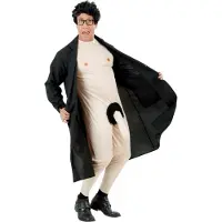 Widmann - Potloodventer & Travestiet Kostuum - Potloodventer Vieze - Man - Zwart, Beige - XL - Carnavalskleding - Verkleedkleding