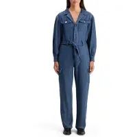 Scotch & Soda Lightweight Denim Jumpsuit In Dark Wash With Tonal Detailing Maat: 36 | Jumpsuits Outlet | Dames | Blauw