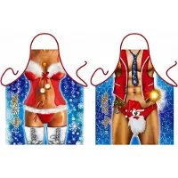 Benza Kerstman en Kerstvrouw sexy Grappig Leuk Schort Keukenschort
