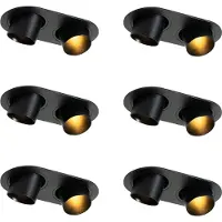 QAZQA Set van 6 inbouwspots zwart GU10 35mm kantelbaar 2-lichts - Installa