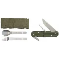 Fox Outdoor - Multi Tool met Vork, Mes & Lepel - Leger Groen