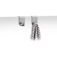 Sans marque Zeller Handdoekhaken - 2x - zilver - 4 x 5 x 6 cm - Theedoekenhaken / Keukenhaakjes