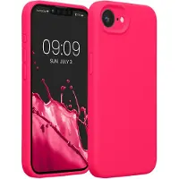 Kwmobile telefoonhoesje geschikt voor Apple iPhone 17e / iPhone 16e - TPU backcover met siliconen coating - Smartphone case in neon roze