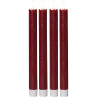 Novaliv LED-kaarsen met timer rood 4 stuks rood voor binnen - 6 uur - ECHTE WAS 24 cm hoogte voor kaarsen 2,2 cm diameter 2 AAA-batterijen vereist LED-kaarsen met flikkerende vlam bewegende vlam licht