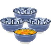 Home Deco Factory Soepkommen Tokyo style - blauw - 6x stuks - 12 x 6 cm - keramiek - soepkommetjes - keuken serveerschaaltjes